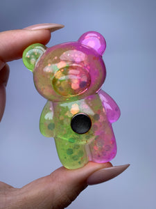 Teddy Nail Stand (jelly yellow/ pink glittery)