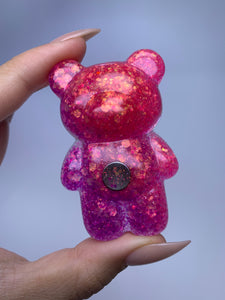 Teddy Nail Stand (glitter pink/purple)