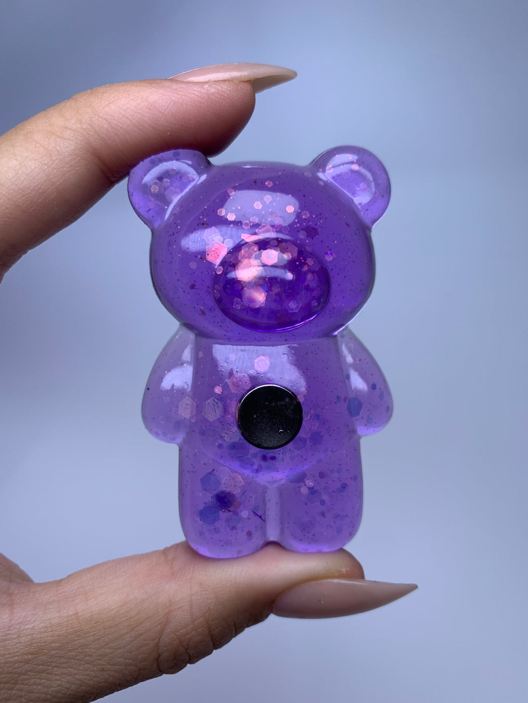 Teddy Nail Stand (jelly purple glitter)