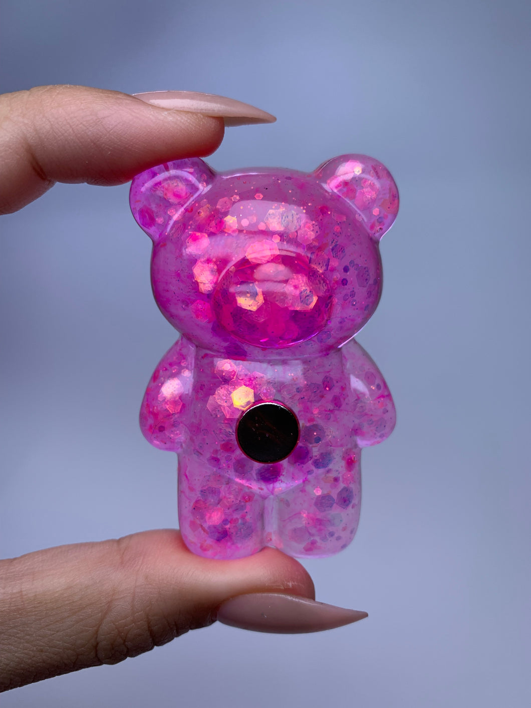 Teddy Nail Stand (jelly iridescent pink)