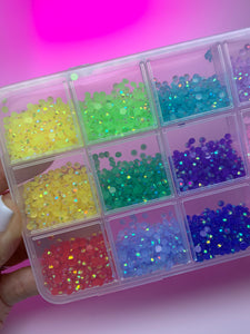 Rainbow AB Rhinestone Box – 18 Shades of Sparkle
